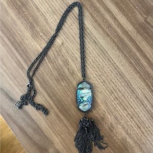 kendra scott gunmetal abalone rayne necklace